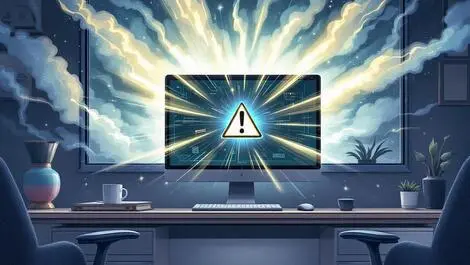 Computer office warning digital storm threat urgency thailand culture motif
