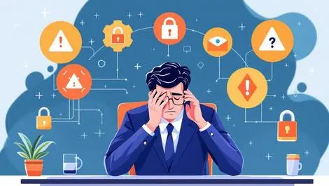 Australian business professional stressed cybersecurity threats data anxiety