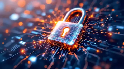 Digital lock abstract data network lines advanced security fraud prevention financial systems