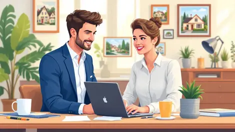 Australian real estate agent online training laptop property photos modern office