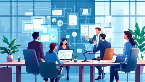 Business meeting professionals virtual documents digital assistants automation engagement