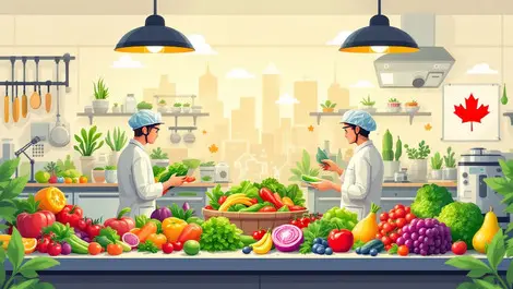 Innovative food production laboratory scientists fresh produce modern kitchen canadian maple leaf tech advancement