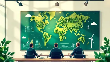 Executives review world map voluntary carbon credits net zero