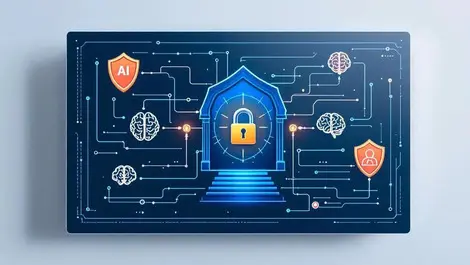 Office ai security dashboard gateway with locks and shields