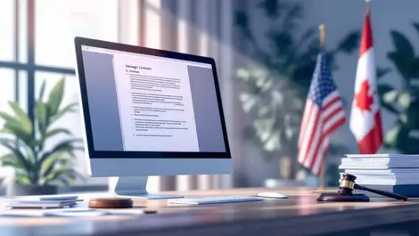 Msp office contract review gavel canada us flags realistic scene